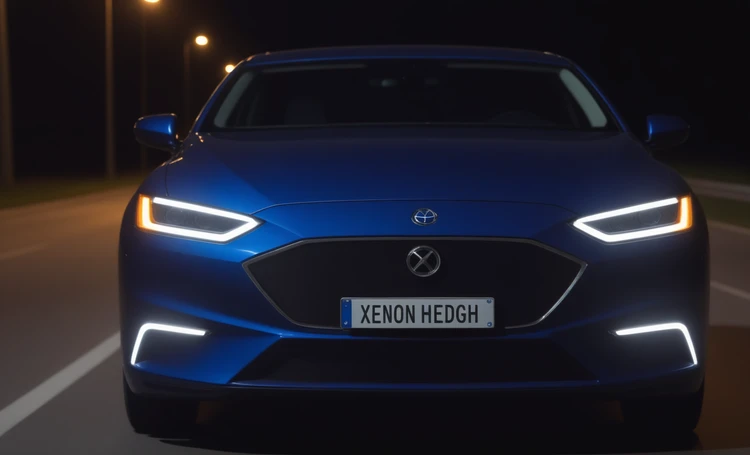 Xenon headlights in action on a car